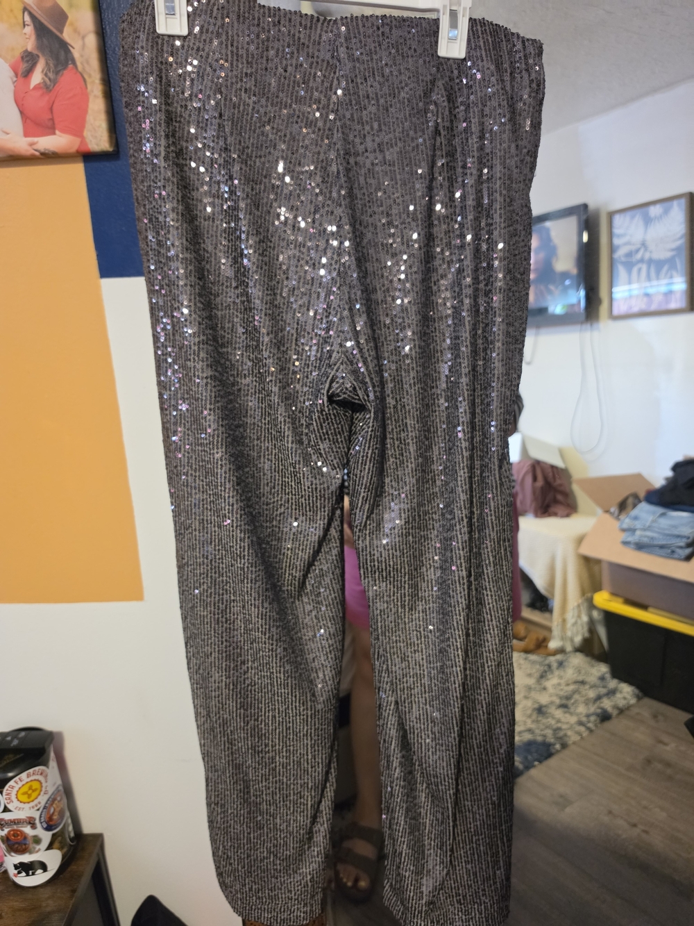 H&M Silver Sequin Wide-Leg Pants - Picture 2 of 7